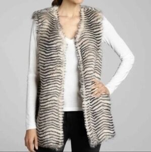 BETSEY JOHNSON Faux Fur Zebra Print Vest Small